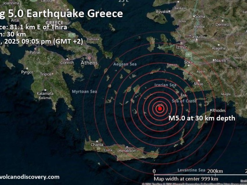 Rritet shqetësimi për aktivitet sizmik në ishullin grek Cikladet pas tërmetit të ri me magnitudë 5 ballë