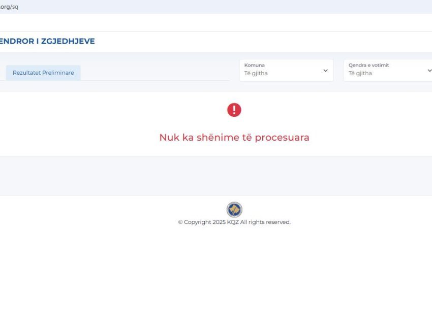 Numrimi i votave, faqja e KQZ-së bie sërish