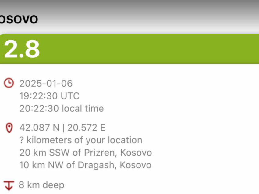 Edhe një tërmet tjetër në Kosovë, i treti brenda 24 orëve