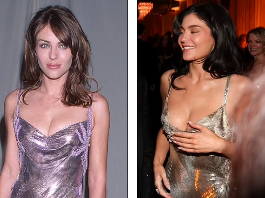 Fustani Versace i Kylie Jenner që modeloi në Golden Globes u vesh 25 vjet më parë nga Elizabeth Hurley